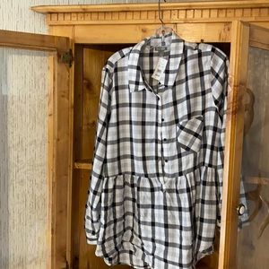 Falls Creek plaid tunic style half-down button